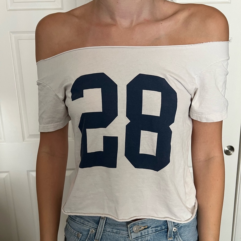 Brandy Melville 28 Off the Shoulder Graphic Tee